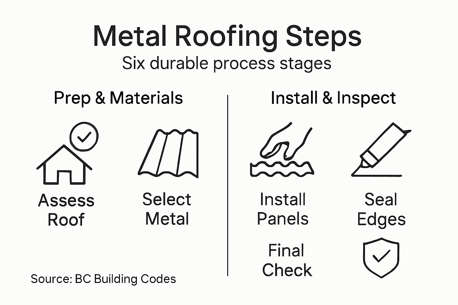 Infographic shows key metal roofing steps