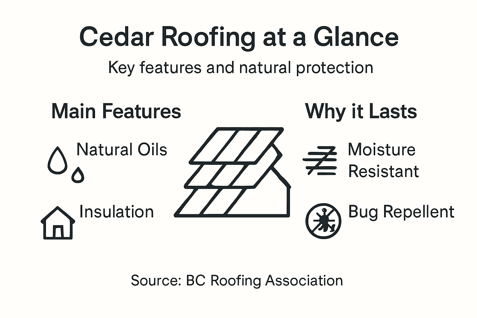Infographic shows cedar roofing features and benefits