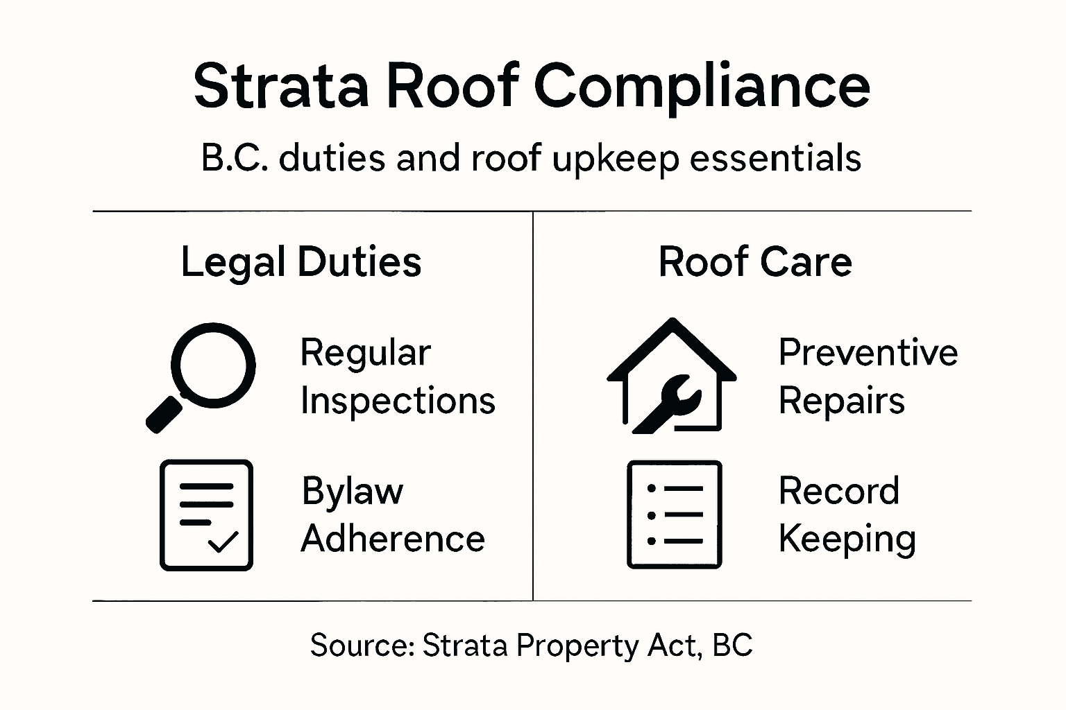 Infographic summarizing BC strata roof compliance