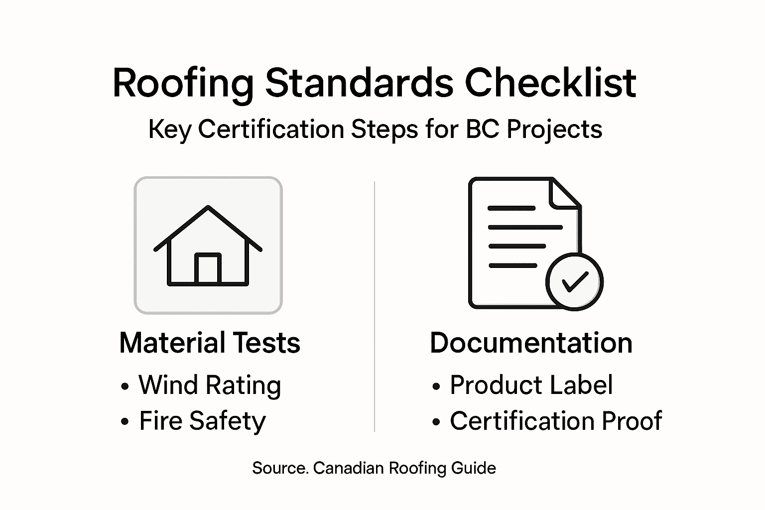 Infographic showing roofing standards checklist