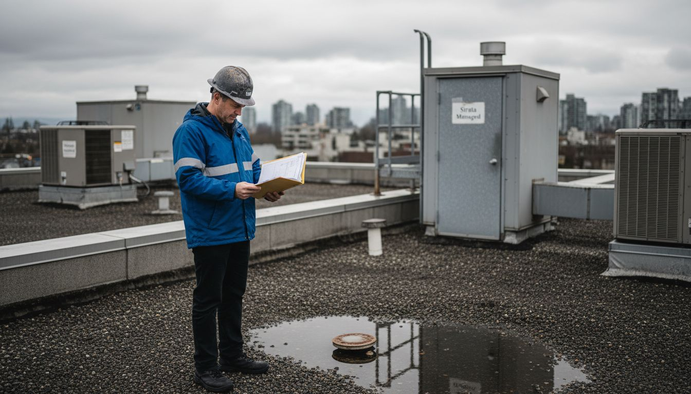 Inspector reviewing reports on BC roof