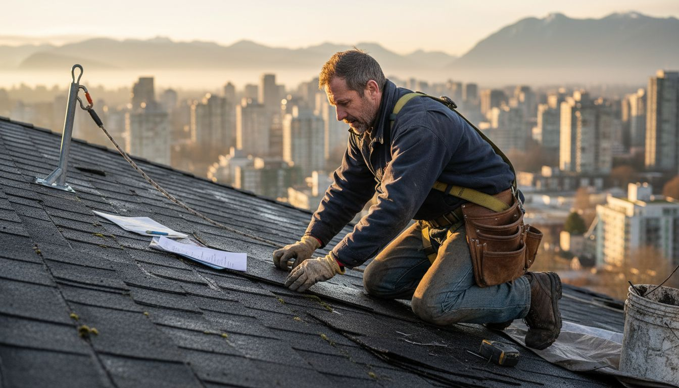 Certified BC roofer working on shingled roof