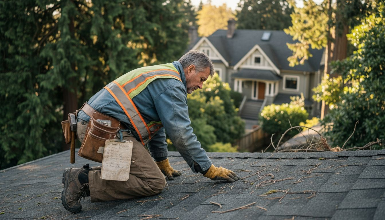Experienced local roofer inspecting Vancouver roof