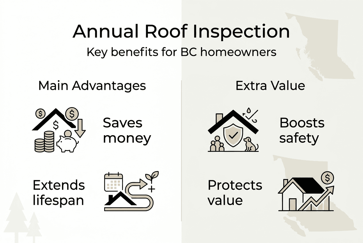 Infographic showing main annual roof inspection benefits