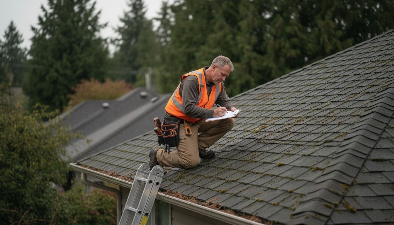 Inspector checking roof of BC home