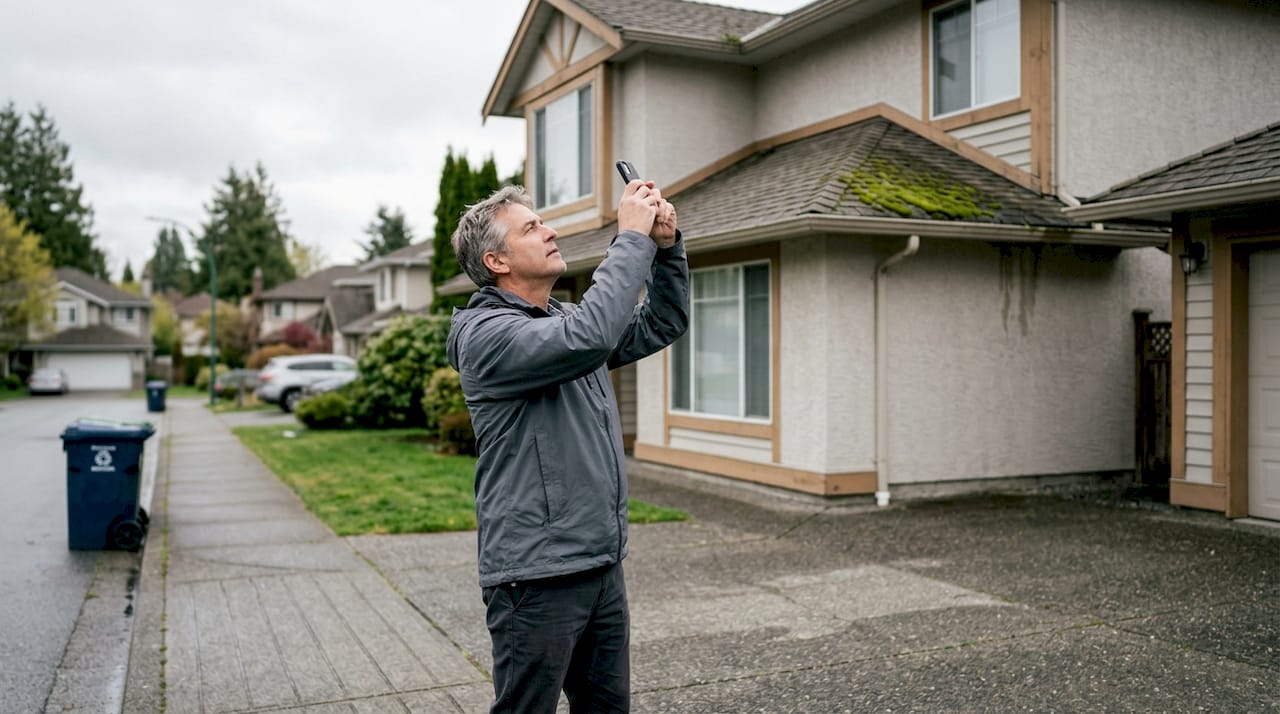Homeowner checking Vancouver house roof condition