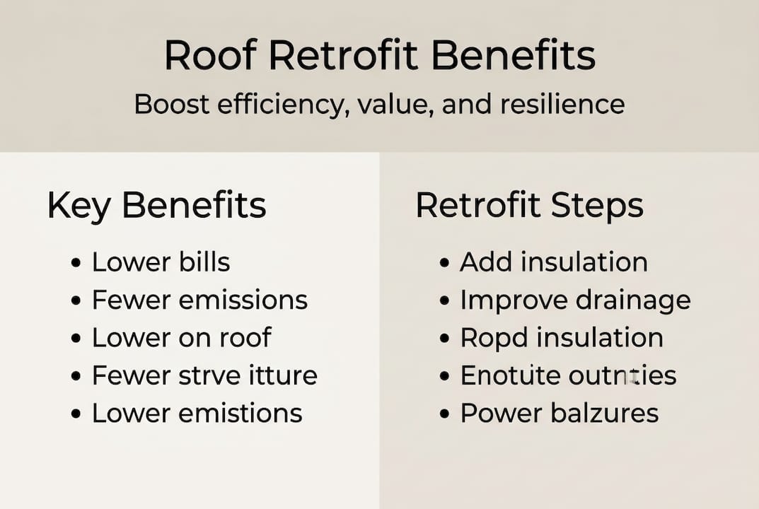 Infographic showing roof retrofit benefits and steps