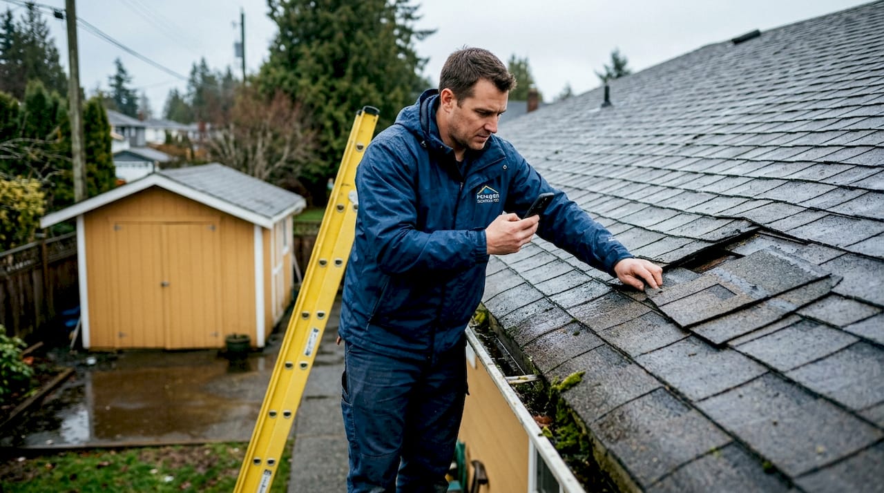 Roofer documents storm damage with smartphone