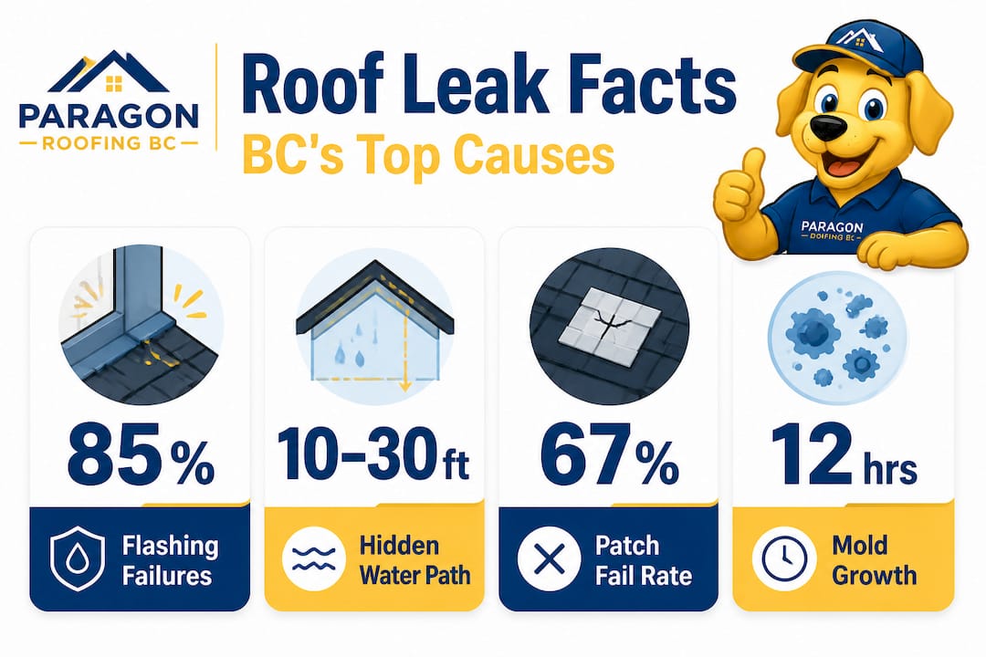 Infographic with roof leak statistics in BC