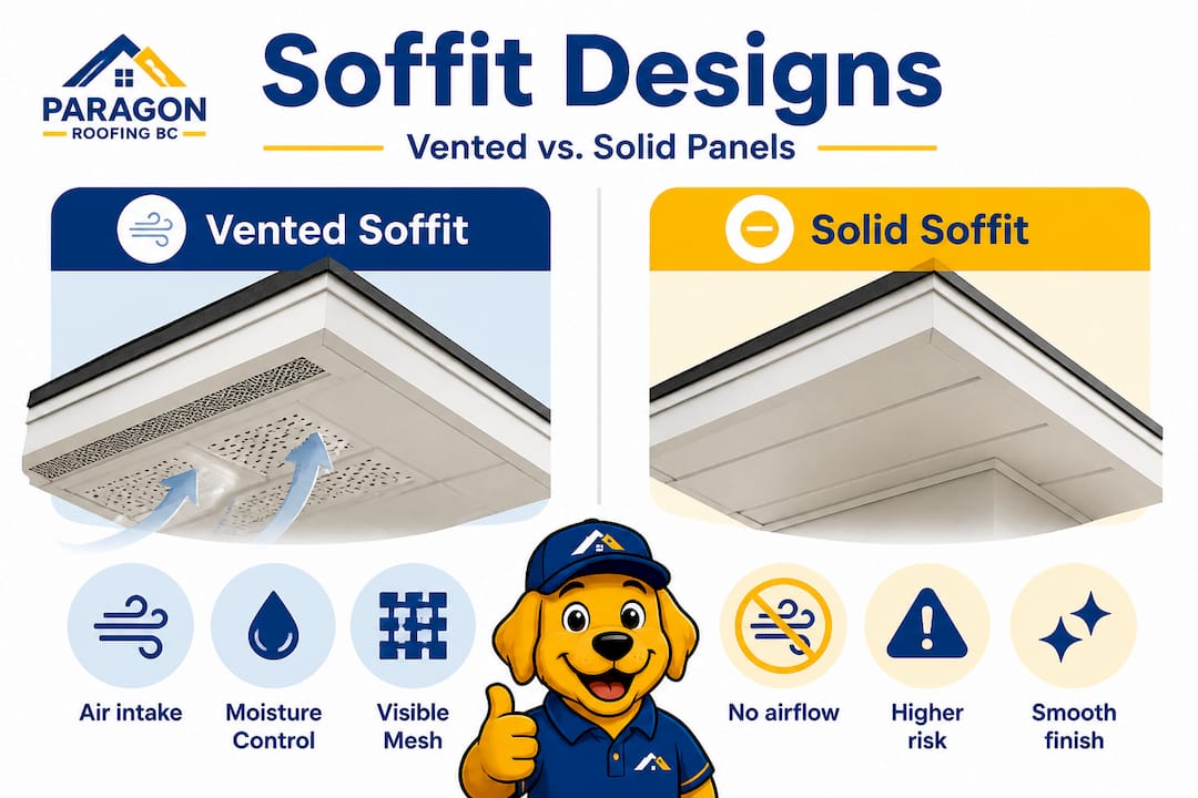 Soffit designs split by vented and solid features