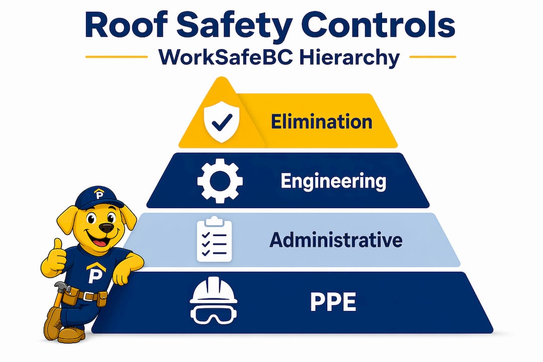 WorkSafeBC roof safety control hierarchy pyramid