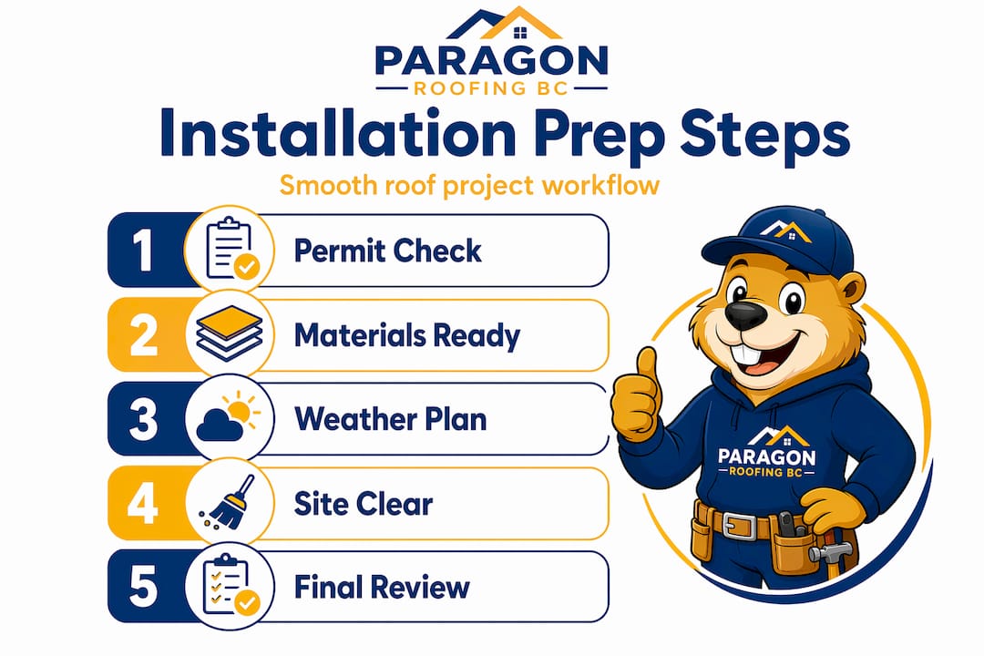Infographic showing roof installation checklist steps