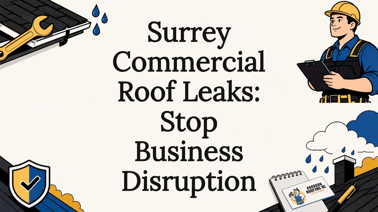 Decorative commercial roofing title card illustration