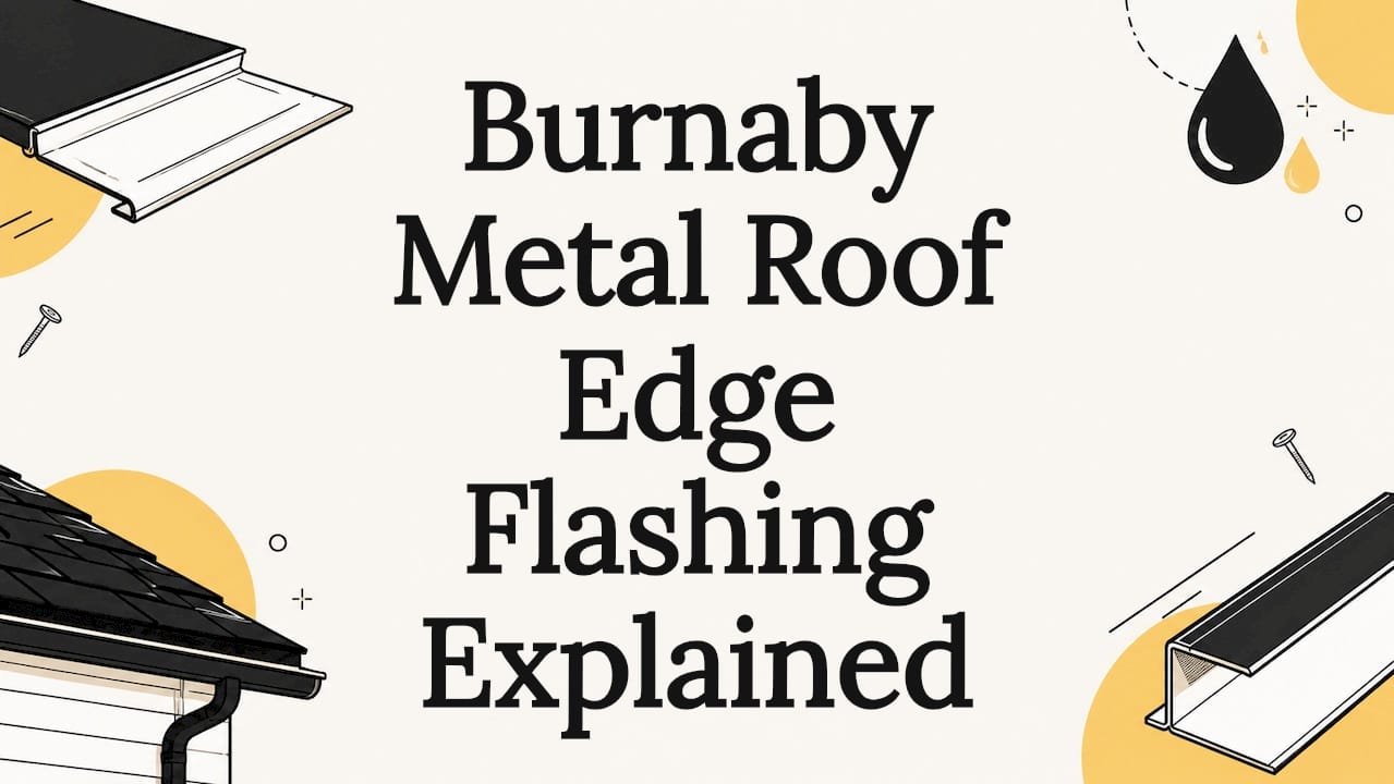 Decorative metal roofing title card illustration