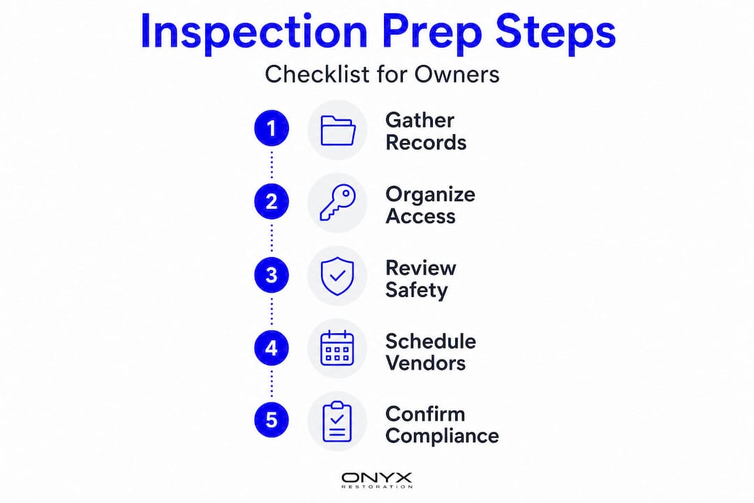 Infographic of inspection preparation steps checklist