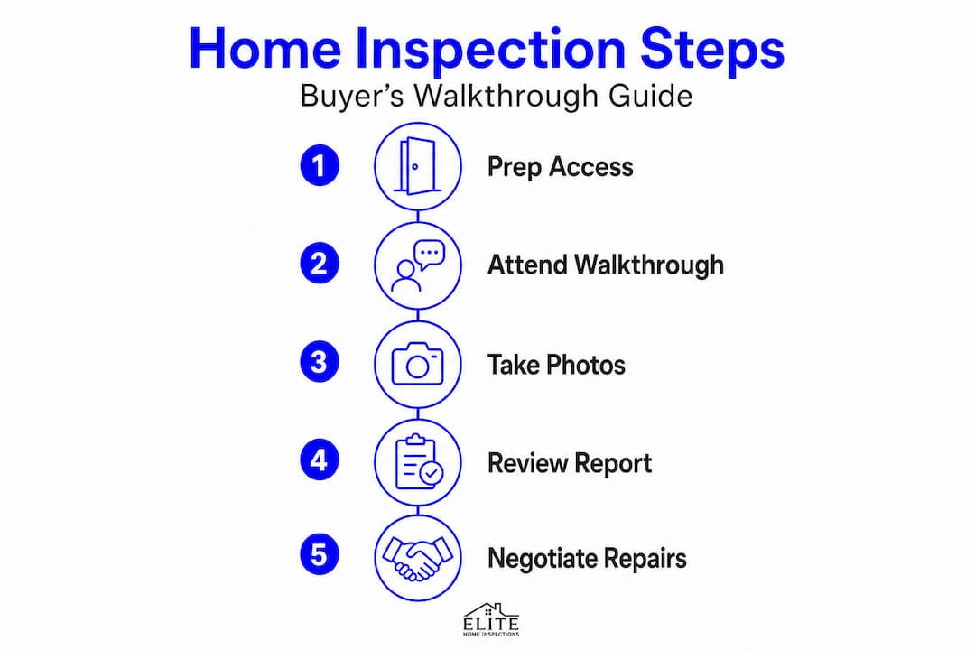Infographic summarizing steps in a home inspection