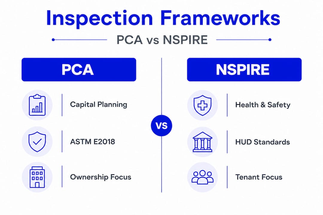 Infographic comparing PCA and NSPIRE frameworks