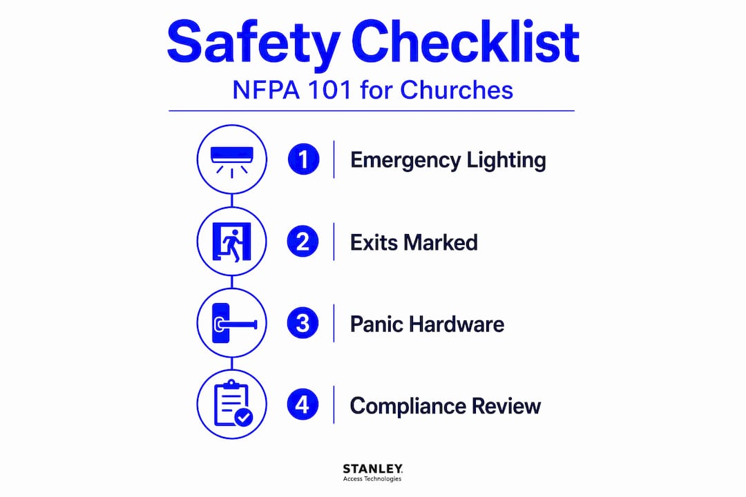 Infographic showing church safety code steps