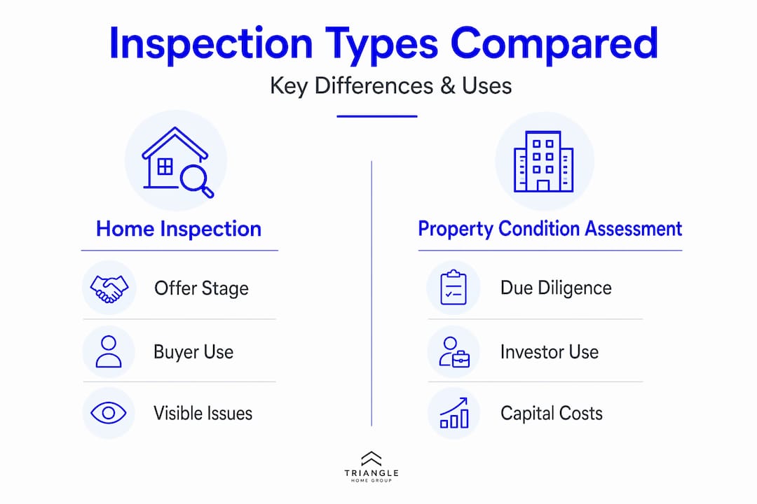 Infographic comparing inspection types and purpose
