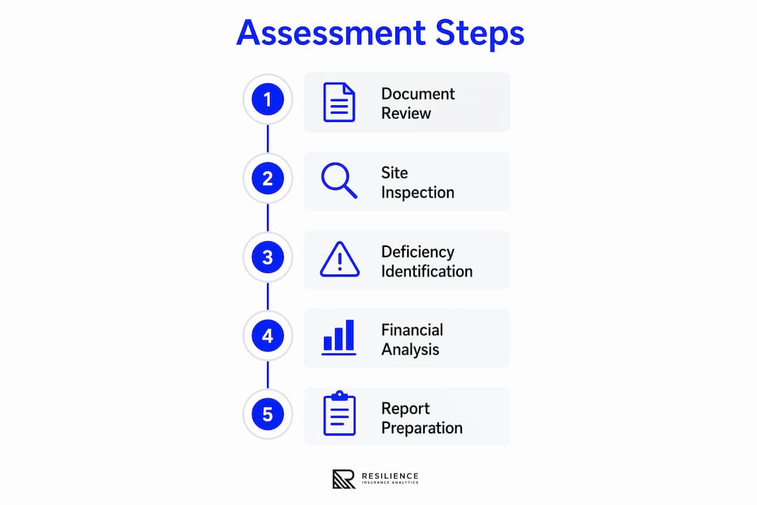 Infographic showing five steps of commercial property assessment