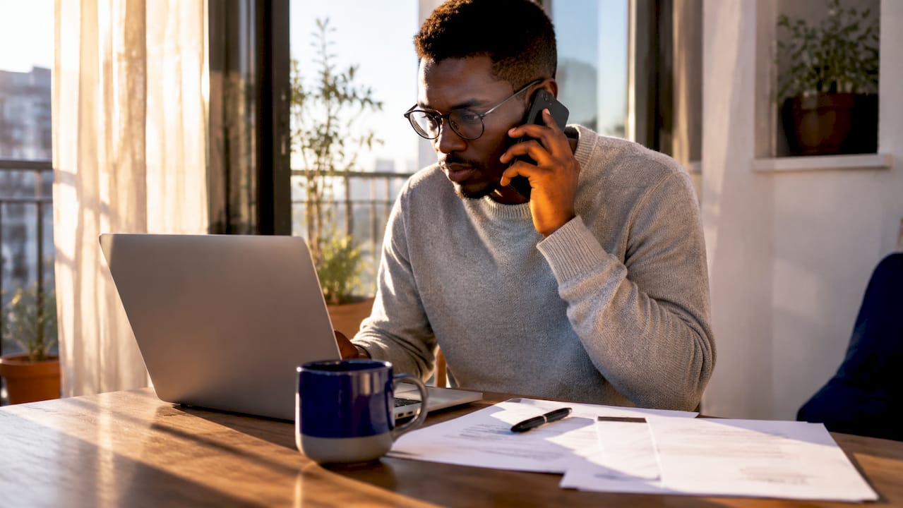 Man scheduling home warranty inspection