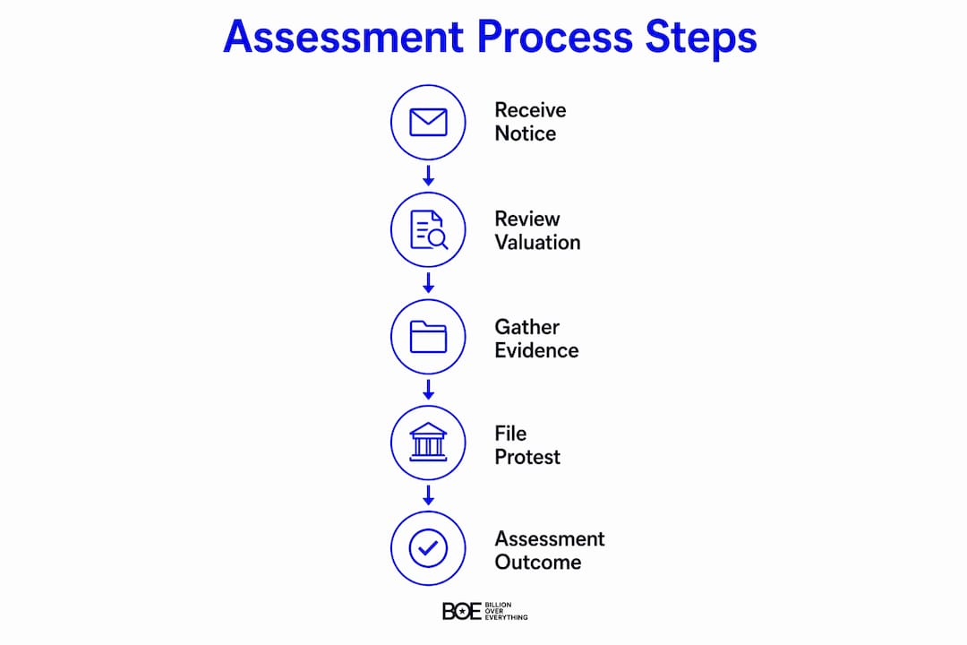 Infographic showing steps in commercial property assessment process