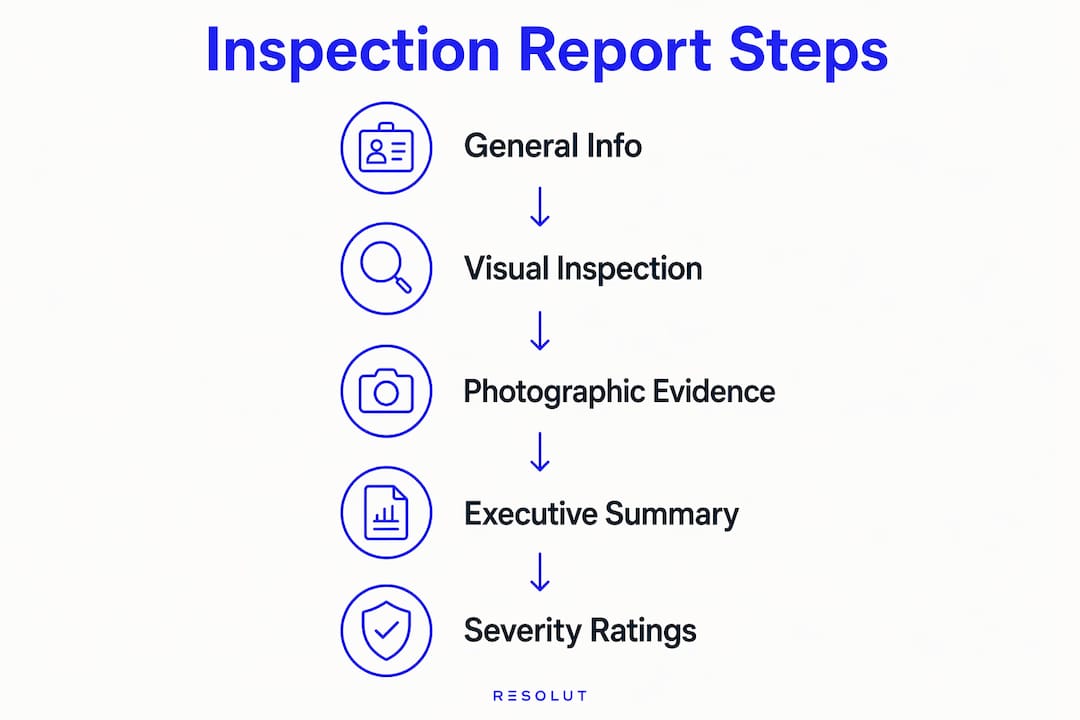 Infographic showing home inspection report steps