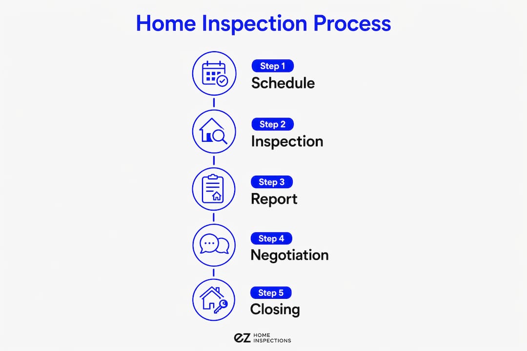 Infographic illustrating home inspection process steps