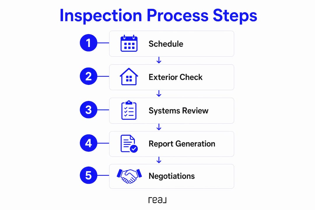 Infographic depicting property inspection process steps