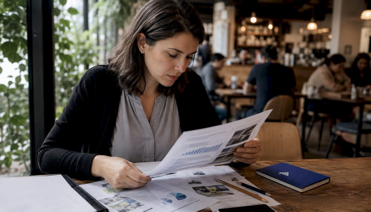 Professional reviewing commercial inspection report