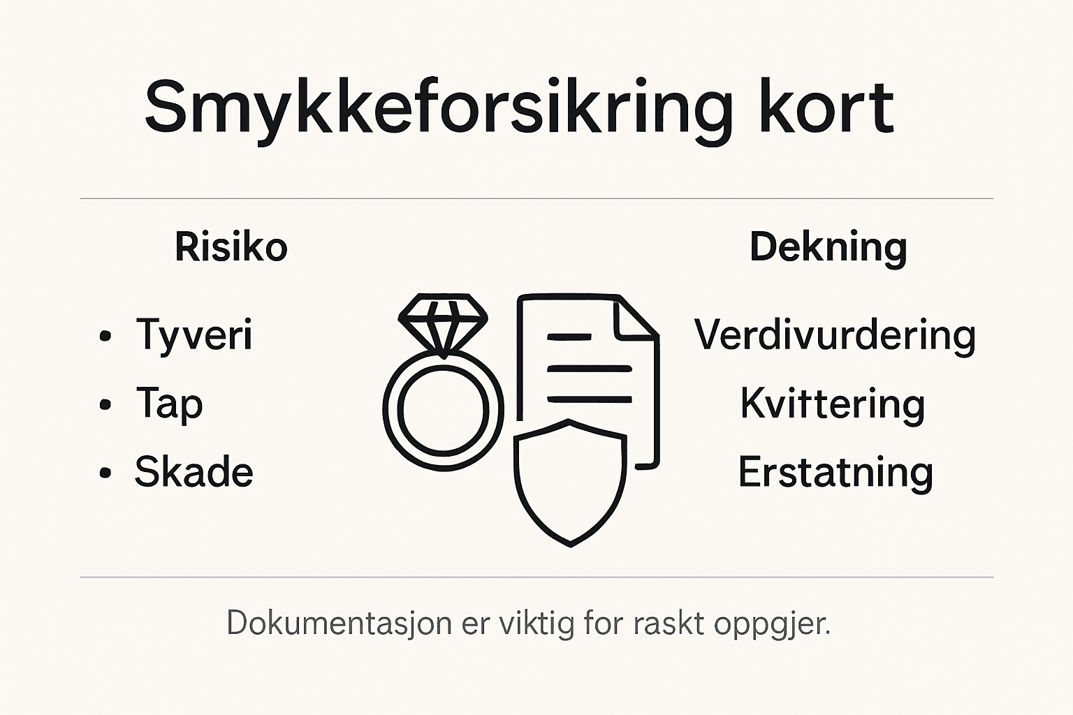 Grafisk fremstilling som gir deg en enkel oversikt over hvordan smykkeforsikring fungerer