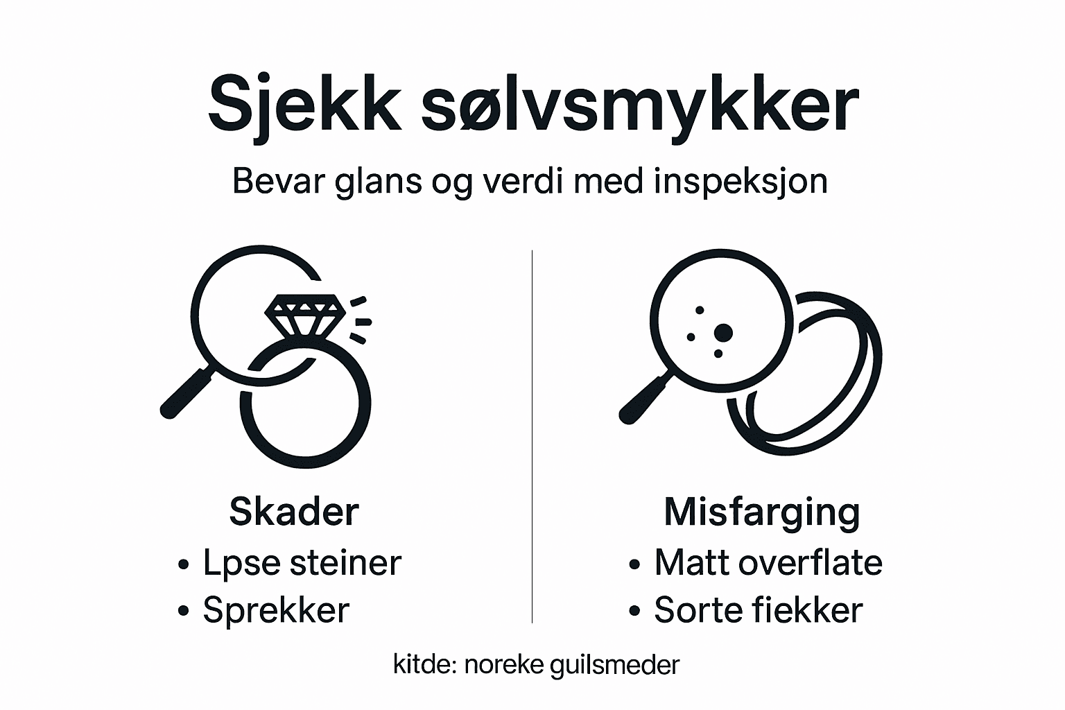 Infografikk: Sjekkliste for inspeksjon av sølvsmykker