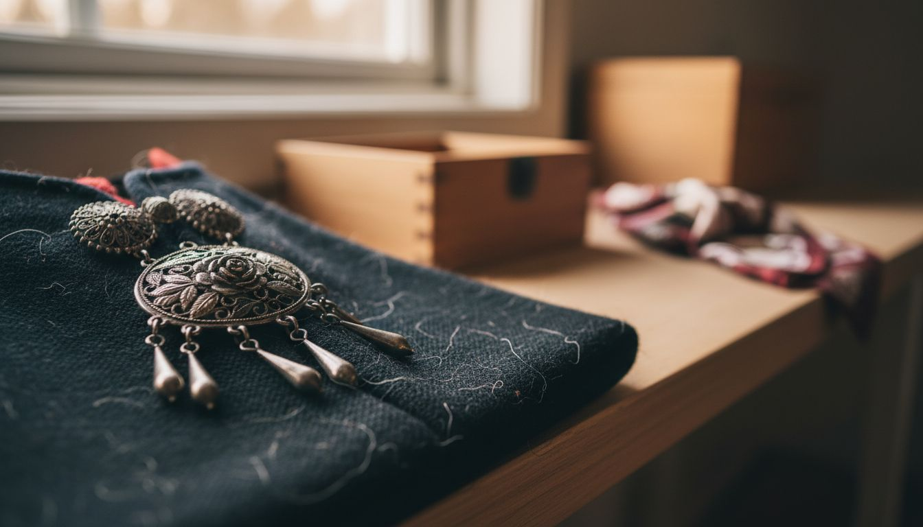 Detaljbilde av tradisjonelt norsk sølv brukt til bunad