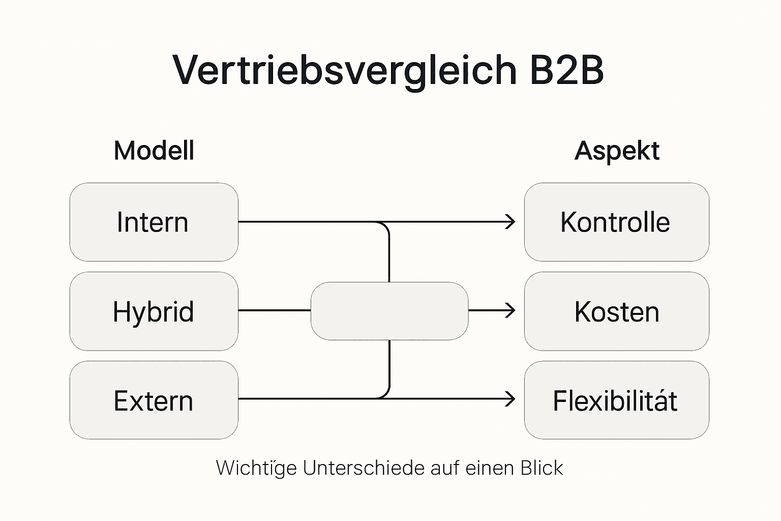 Übersichtsgrafik zu verschiedenen Vertriebsstrategien und deren Vorteile