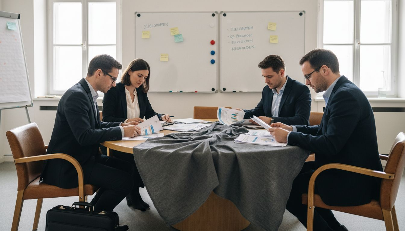 Das B2B-Vertriebsteam bespricht aktuelle Projekte in einer gemeinsamen Runde.
