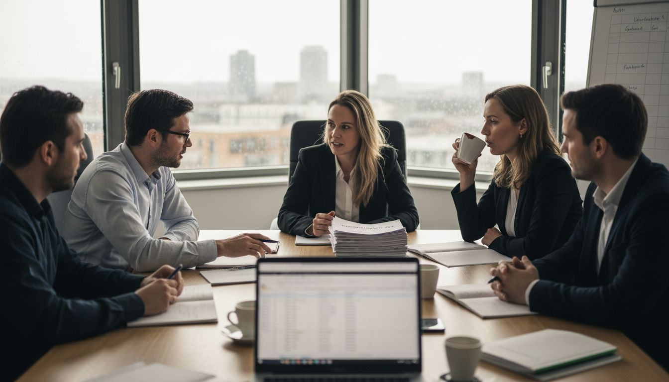 Besprechung des Vertriebsteams im Büro – Fokus auf Strategien und Austausch im B2B-Geschäft.