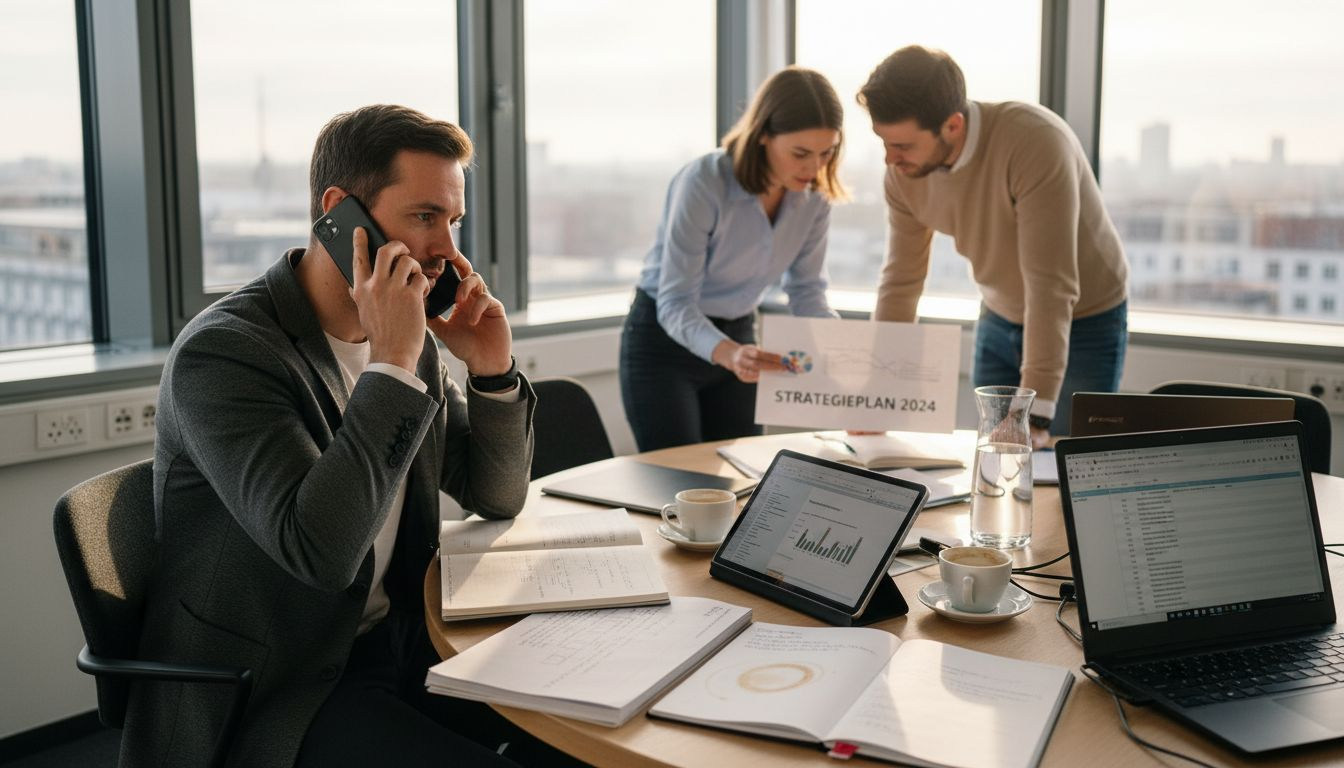 Das Vertriebsteam trifft sich zur Besprechung von B2B-Vertriebs- und Marketingstrategien.