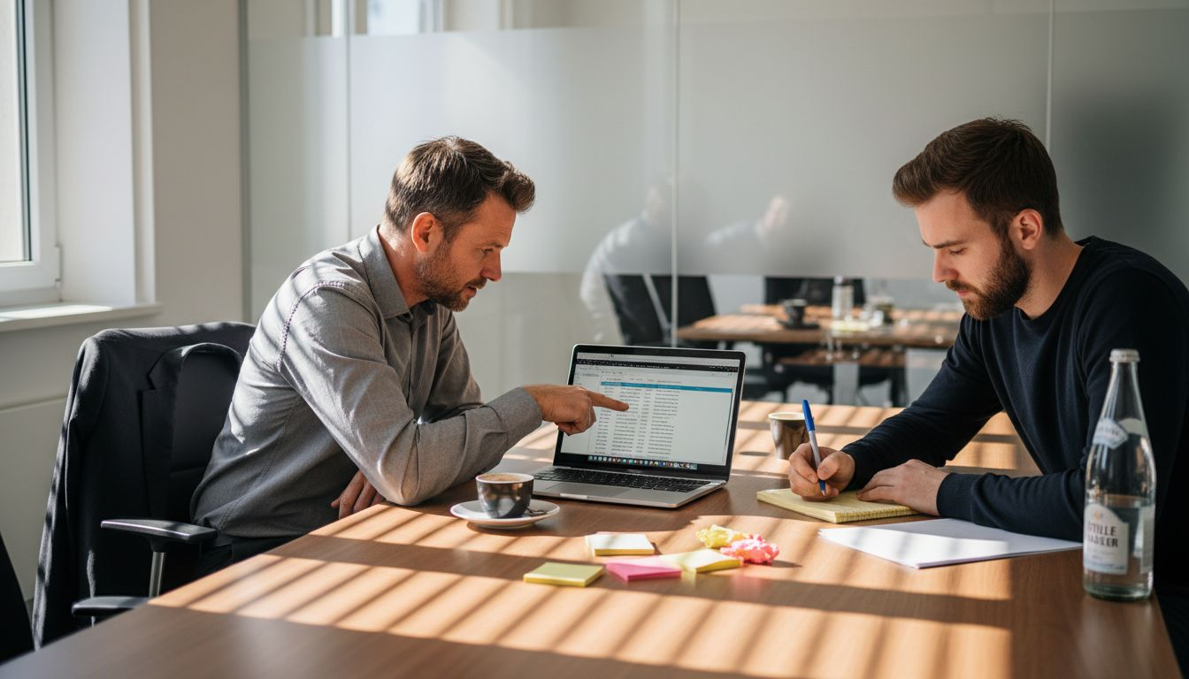 Vertriebler und Geschäftskunde im Besprechungsraum während eines B2B-Meetings