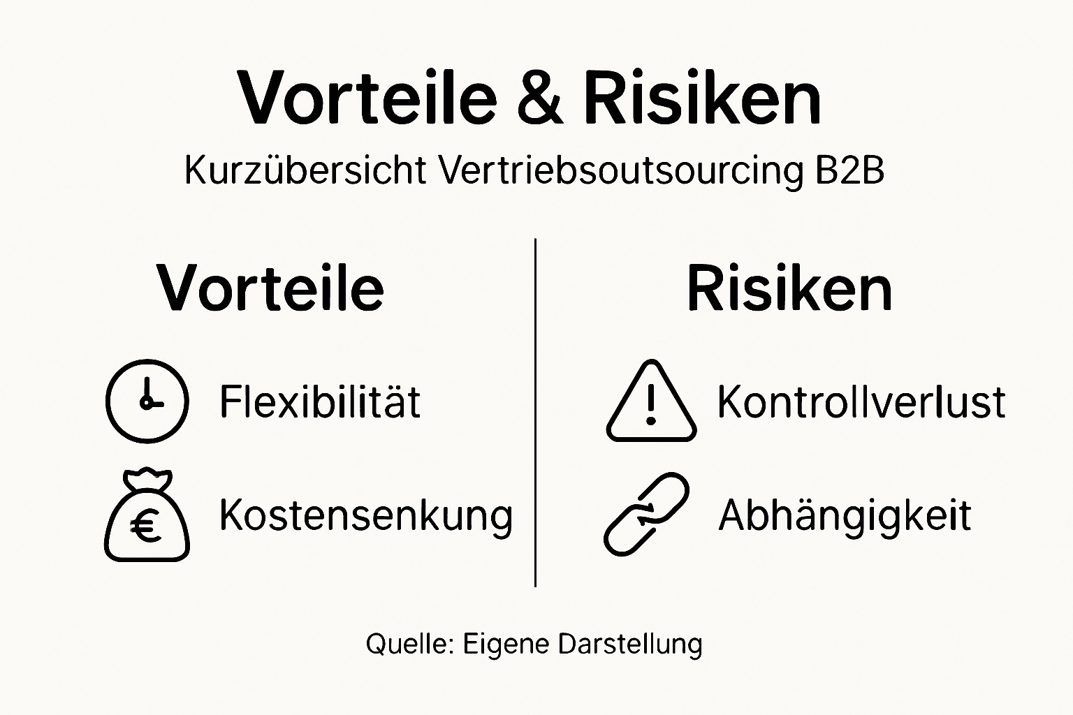 Übersicht: Chancen und Risiken beim Outsourcing im Vertrieb