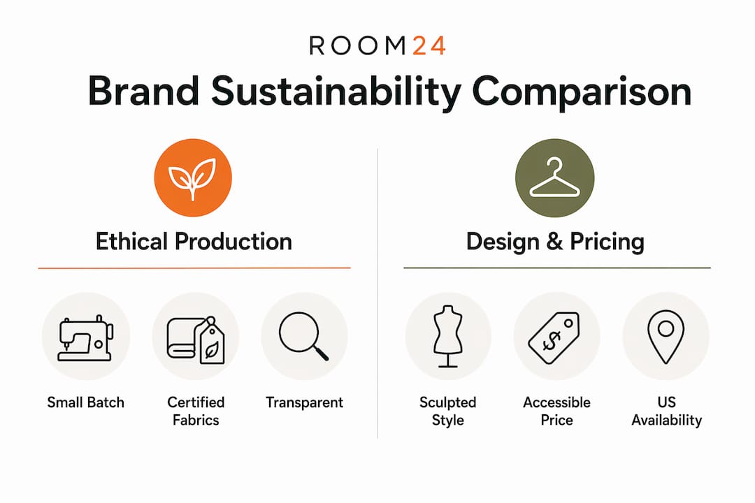 Infographic comparing sustainable fashion brands' attributes