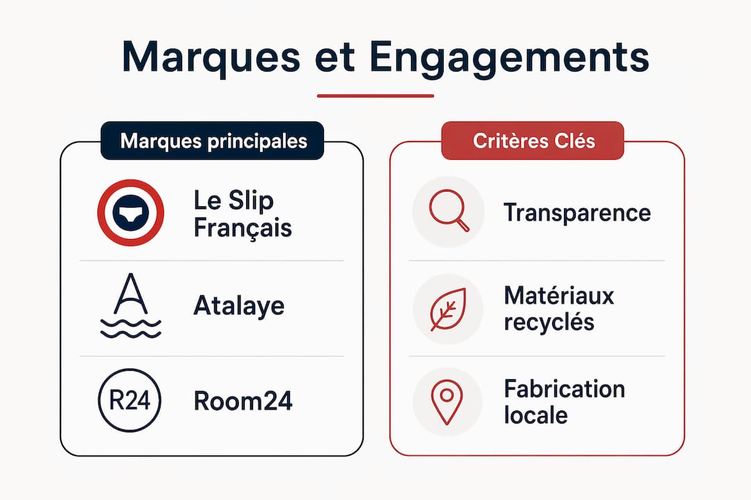 Visuel présentant une comparaison des différentes marques selon leurs engagements éthiques