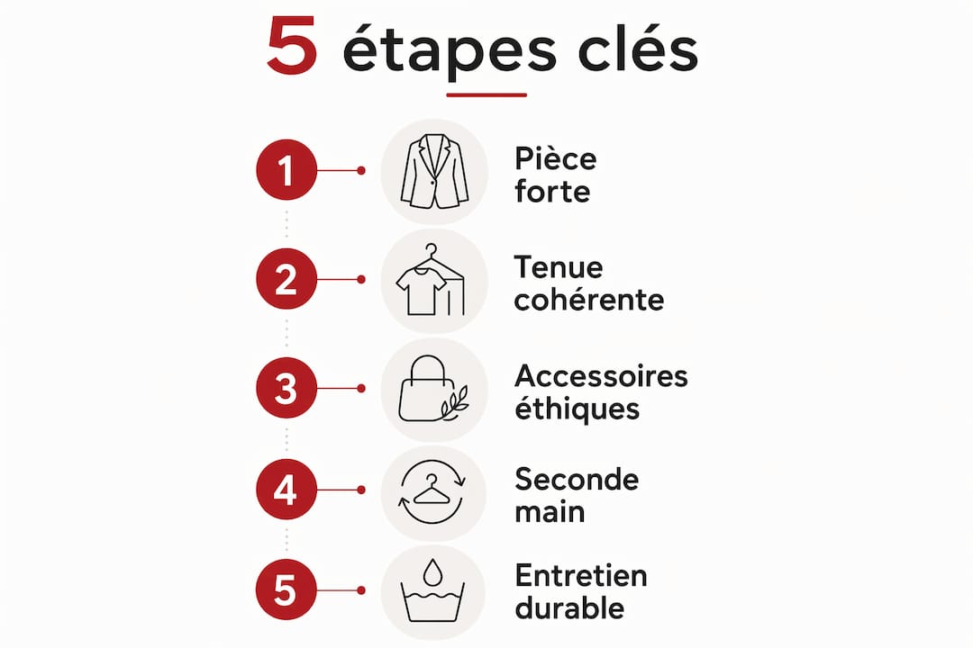 Découvrez en un clin d’œil les 5 étapes incontournables pour adopter un style éco-responsable grâce à notre infographie.