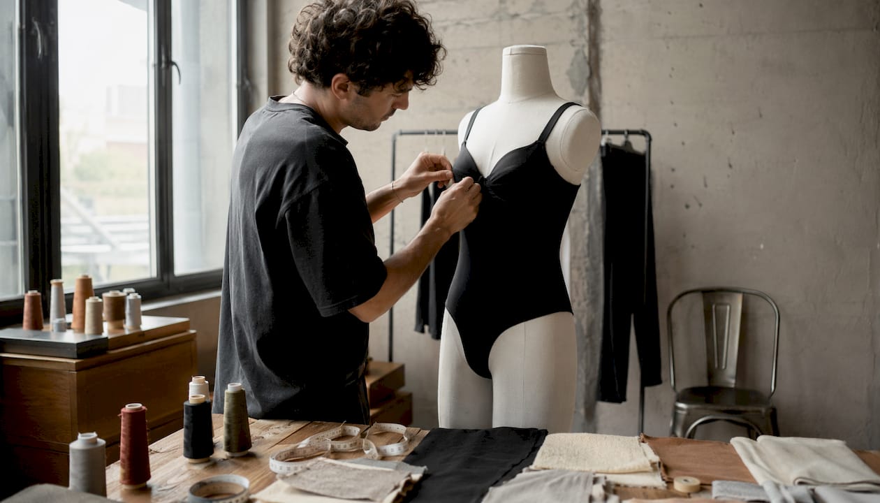 Confection d’un body écoresponsable à la main par un artisan passionné