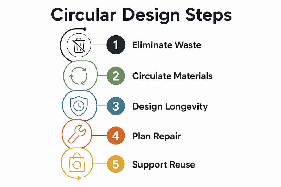 Infographic illustrating circular design process steps