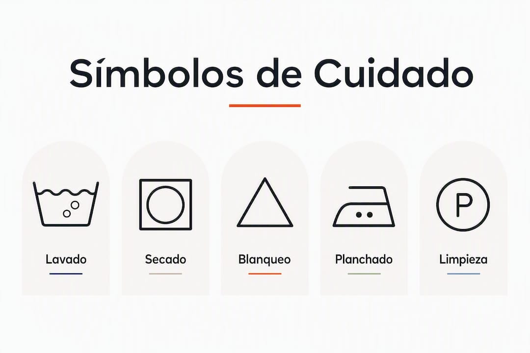 Guía visual con los pasos para entender los símbolos de lavado de la ropa