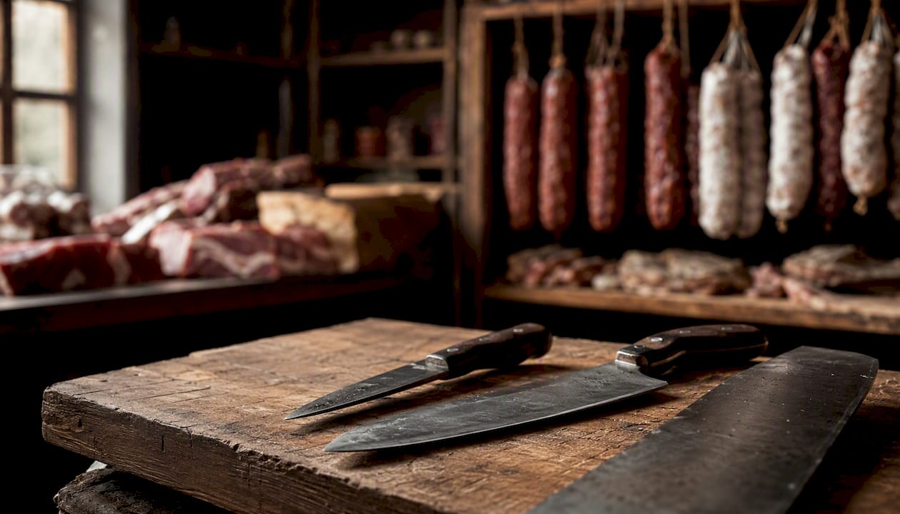 Detalle característico de una carnicería tradicional británica