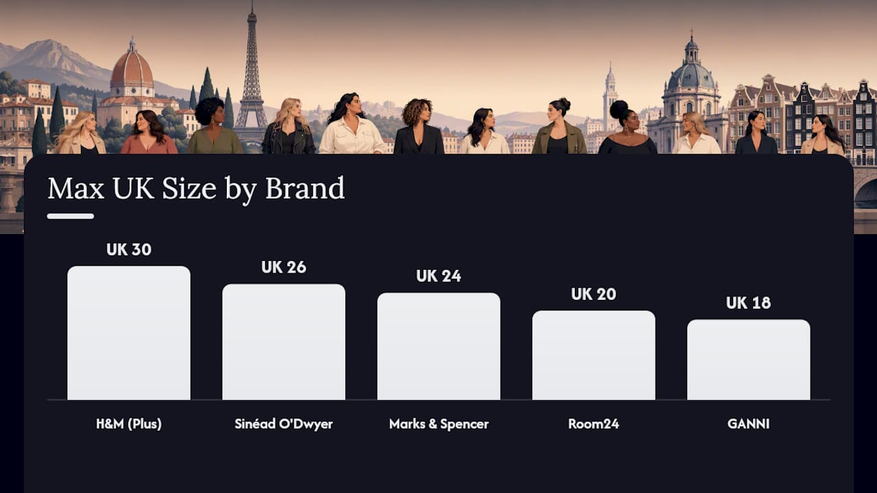 Comparison chart of European body-inclusive fashion brands