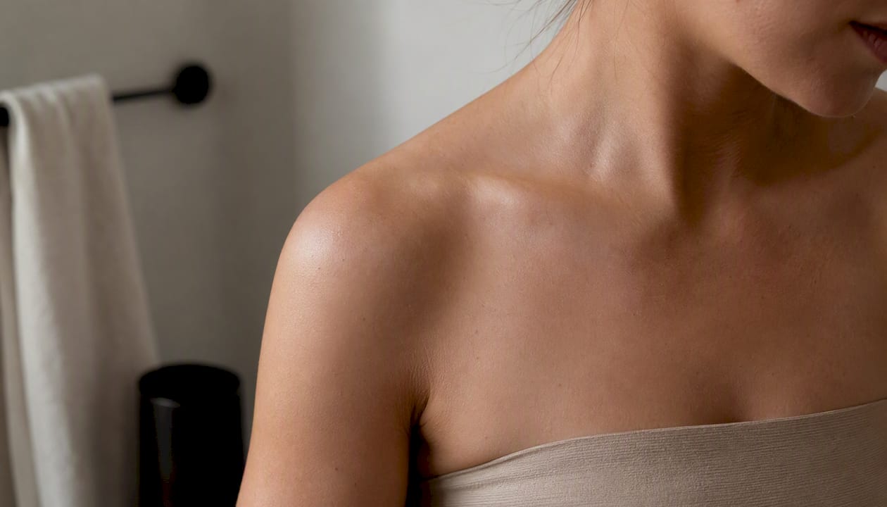Close-up clean skin prepared for tape