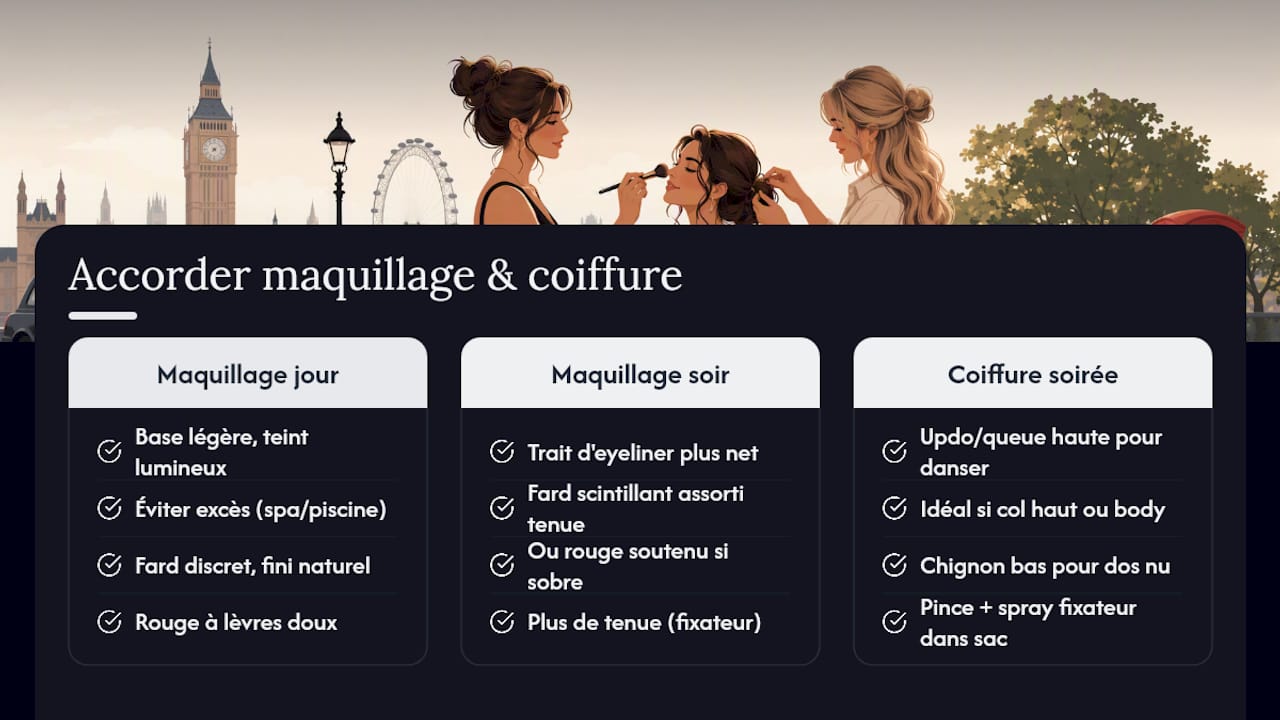 Comment accorder maquillage et coiffure à sa tenue EVJF ? — overview diagram