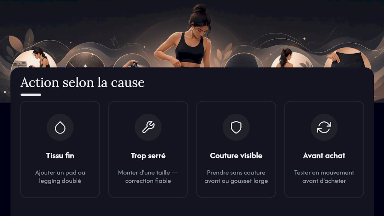 Correspondances entre causes et solutions pour legging